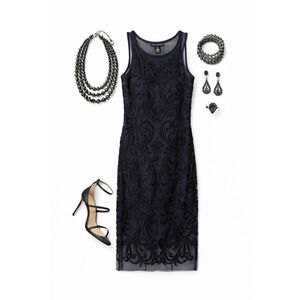 Vintage Aidan Mattox Beaded Cocktail Dress